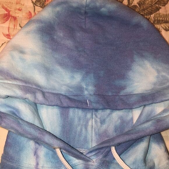 M Custom Tie Dye Blue White Cloud Pullover Sweatshirt Hoodie - Picture 8 of 13